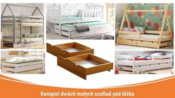 Komplet - dwie małe szuflady rekomendowane pod łóżko z materacem o długości 160 cm, kolor olcha